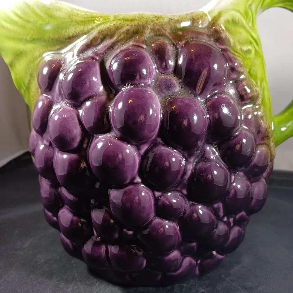 Vintage Pier 1 Majolica Grape Vine Pitcher 3D Made in Italy